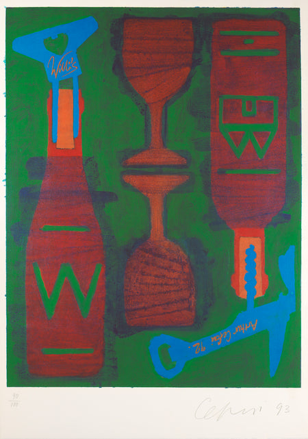 Arthur Cefai art print for Willi's Wine Bar in 1992. Signed Vélin Edition